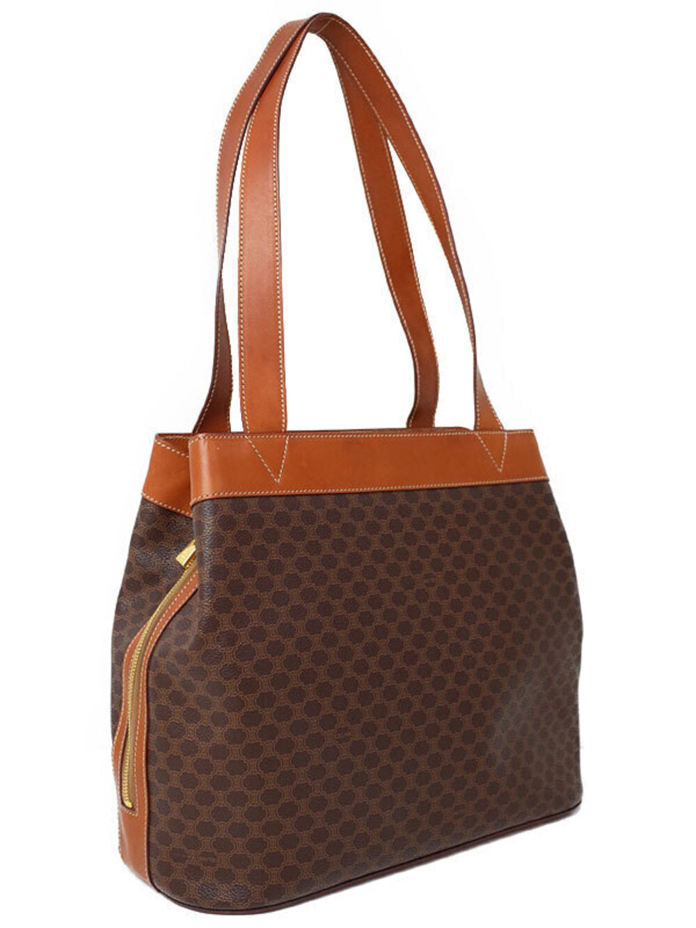 Celine bag Brown shoulder Leather canvas Macadam